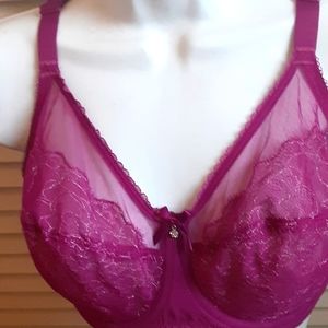 New Wacoal Bra 34DD Retro Chic Bra Great Lift 855186 French Holyhock Purple $65